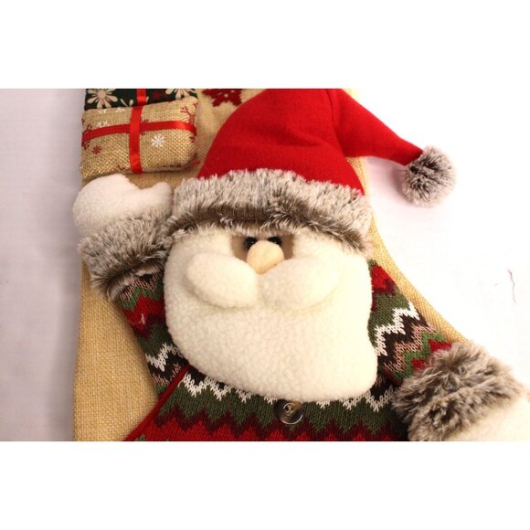 Christmas Queen Santa Claus 3D Stocking 18 inches Red Beige Holiday Decor NWT - Picture 4 of 8